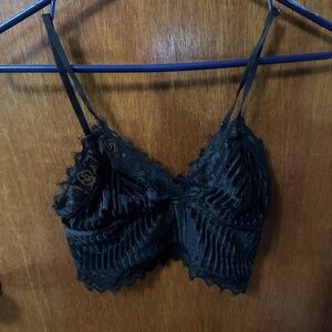 Dynamite Black Lace velvet Striped Bralette